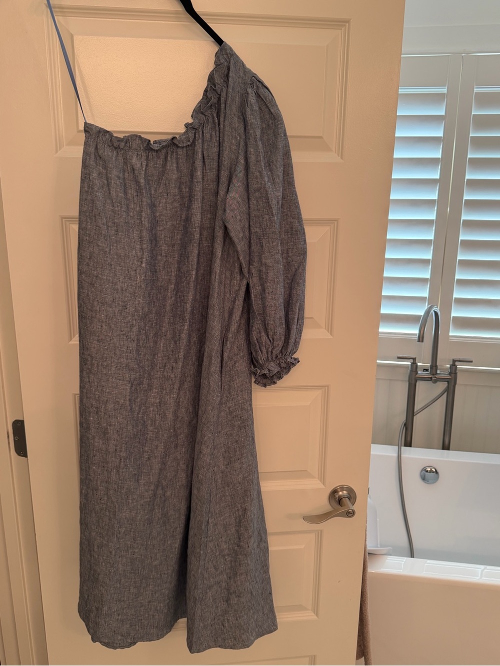 LAKE Milly Midi One-Shoulder Chambray Dress